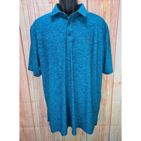 Under Armour Mens HeatGear Blue Polo Shirt Size XL Loose Fit - Picture 1 of 8